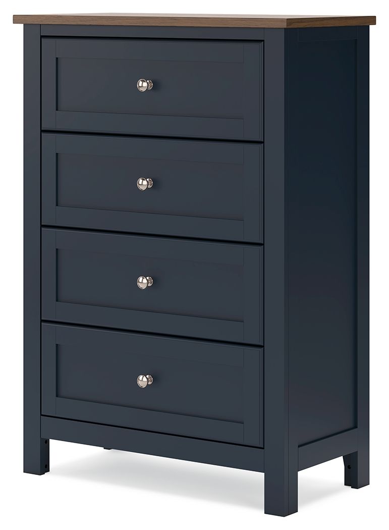 Landocken - Marron / Bleu - Commode à quatre tiroirs