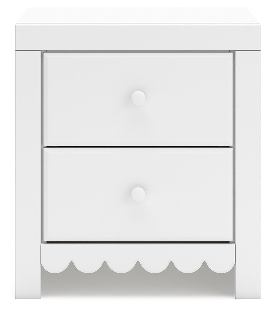 Mollviney - Blanc - Table de chevet à deux tiroirs