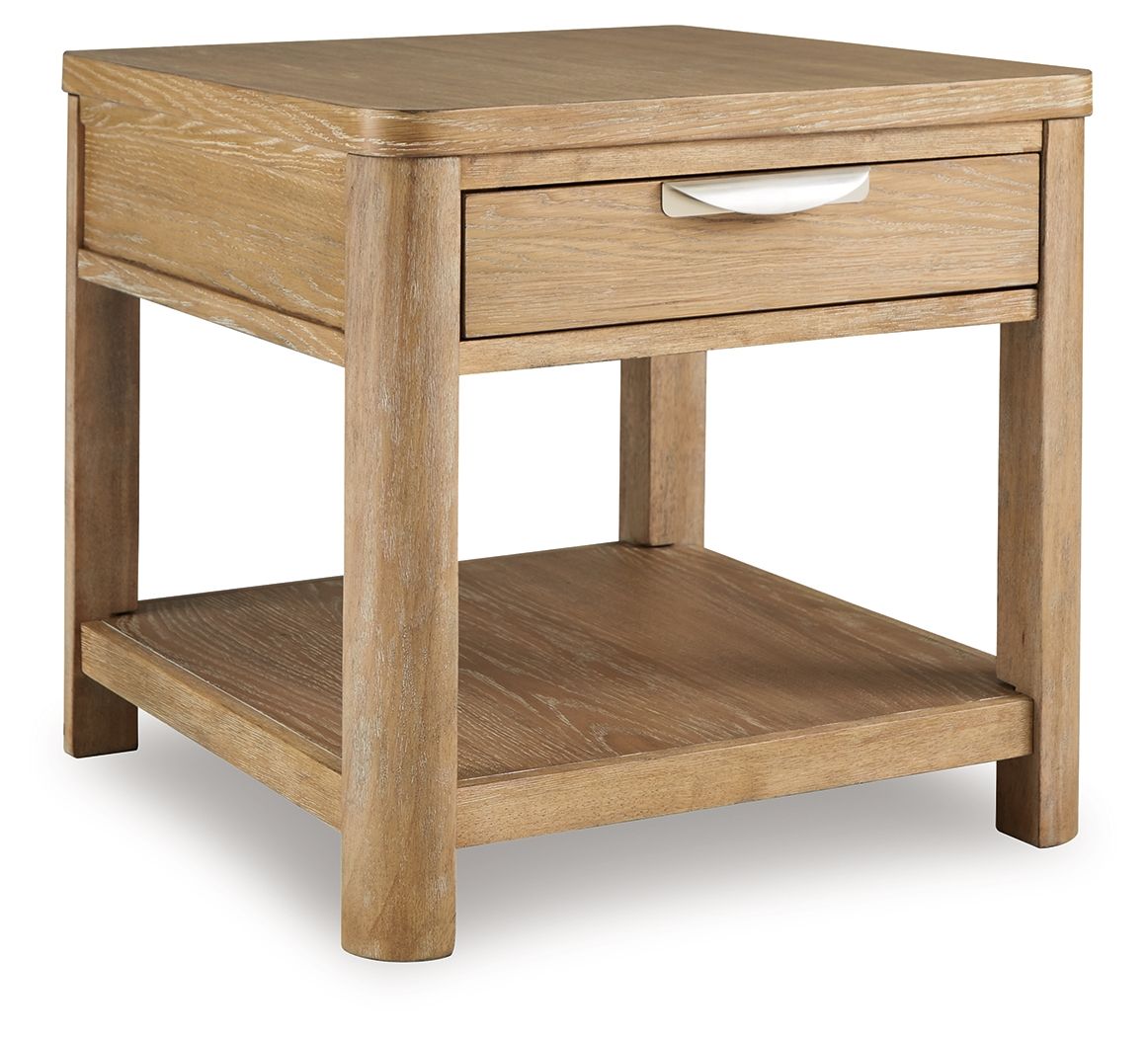 Rencott - Brun clair - Table d'appoint rectangulaire
