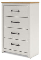 Linnocreek - Blanc / Marron chaud - Commode à quatre tiroirs