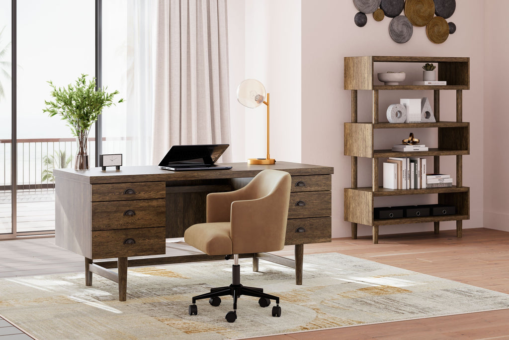 Austanny - Brun chaud - Ensemble 3 pièces - Bureau, chaise et bibliothèque