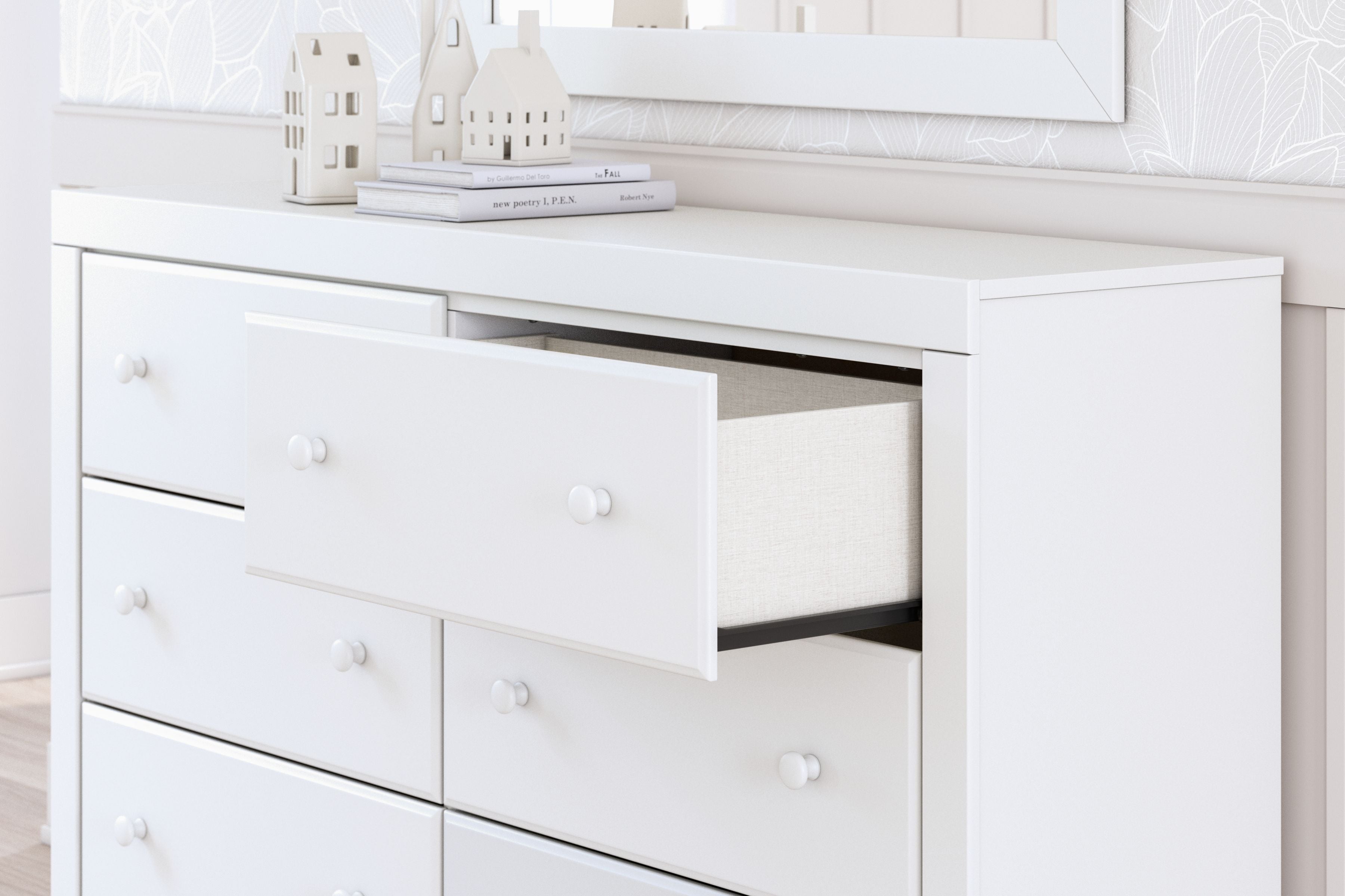 Mollviney - Blanc - Commode à six tiroirs