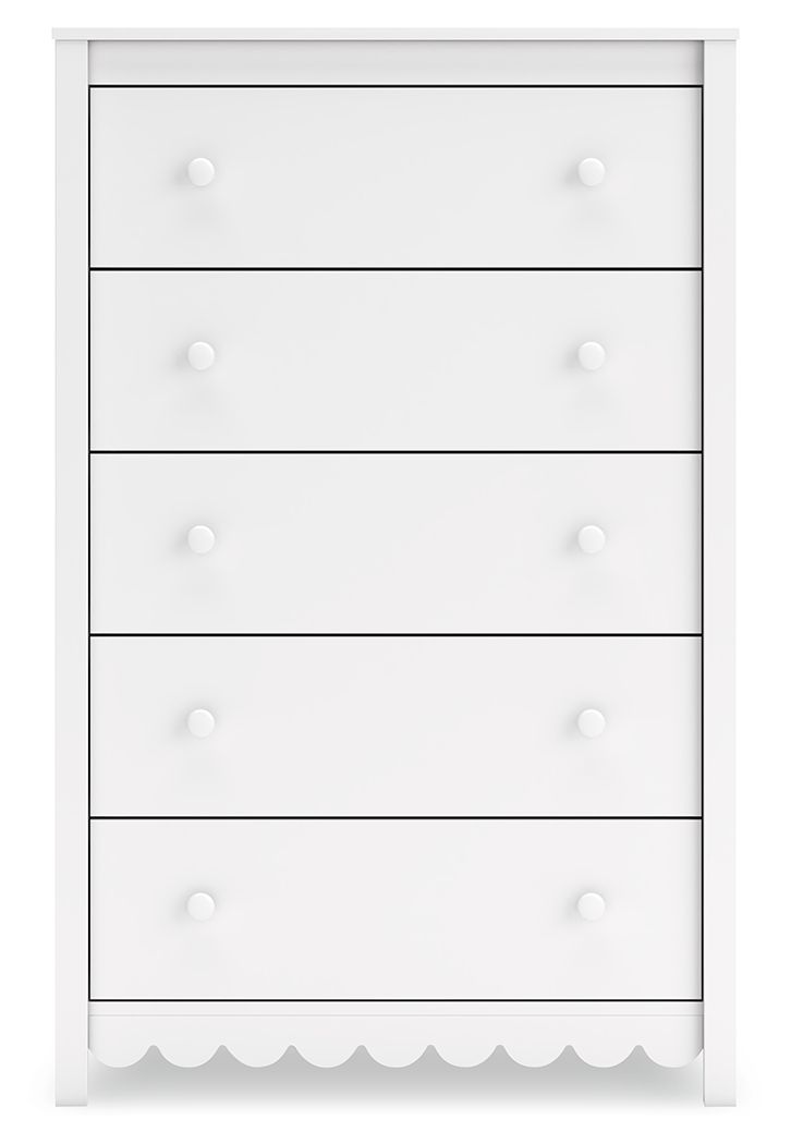Hallityn - Blanc - Commode à cinq tiroirs