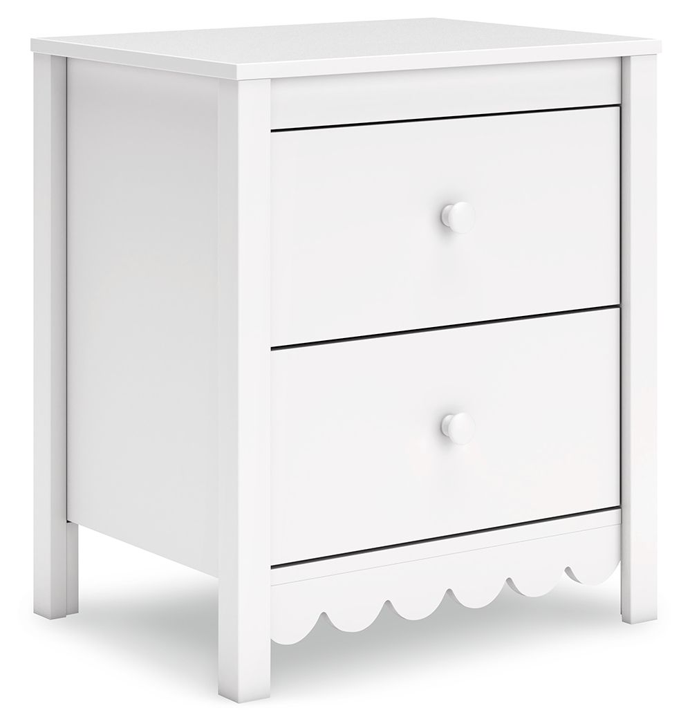 Hallityn - Blanc - Table de chevet à deux tiroirs