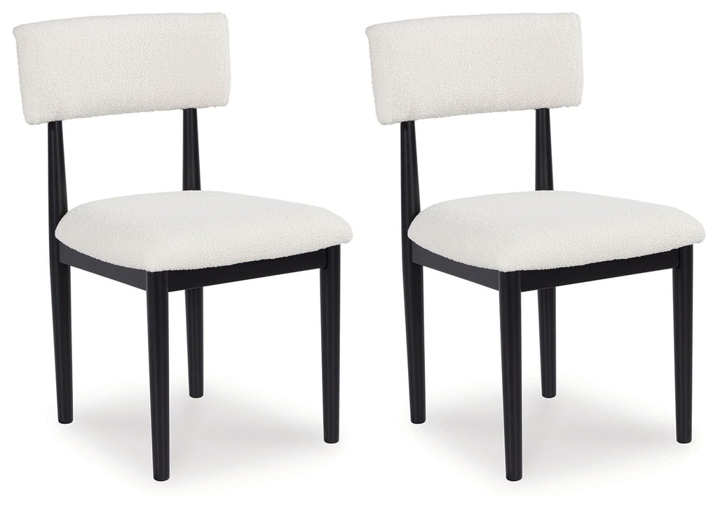 Xandrum - Blanc / Noir - Chaise de salle à manger rembourrée (lot de 2)