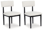 Xandrum - Blanc / Noir - Chaise de salle à manger rembourrée (lot de 2)