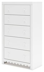 Mollviney - Blanc - Commode à cinq tiroirs