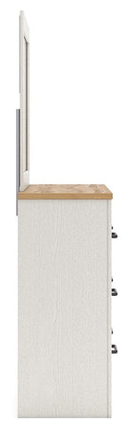 Linnocreek - Blanc / Brun Chaud - Commode et Miroir