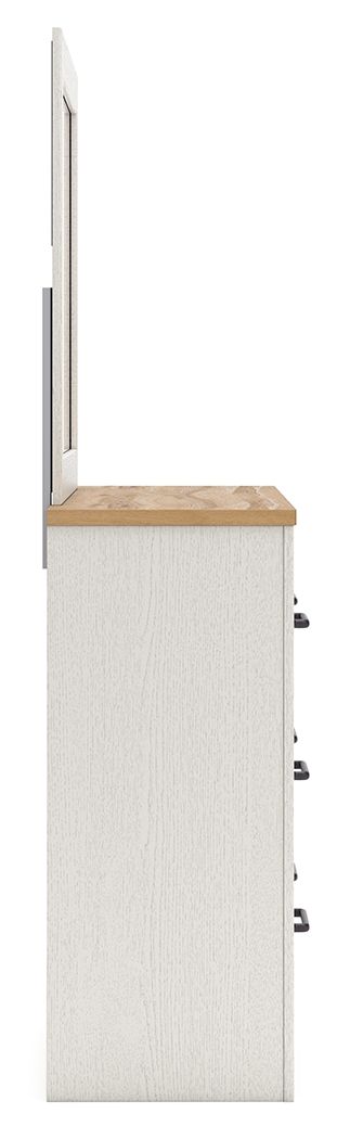 Linnocreek - Blanc / Brun Chaud - Commode et Miroir