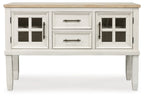 Shaybrock - Blanc antique / Marron - Serveur de salle à manger