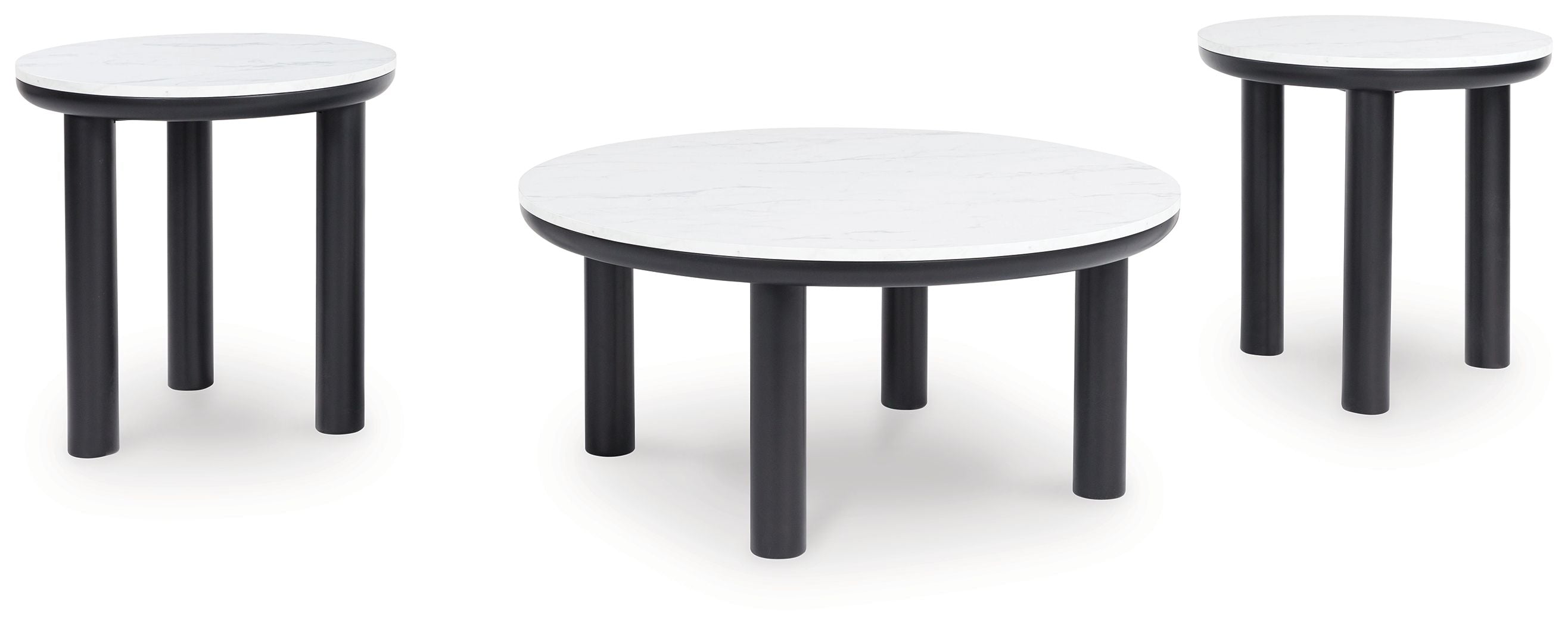 Xandrum - Noir / Blanc - Ensemble de tables d'appoint (lot de 3)