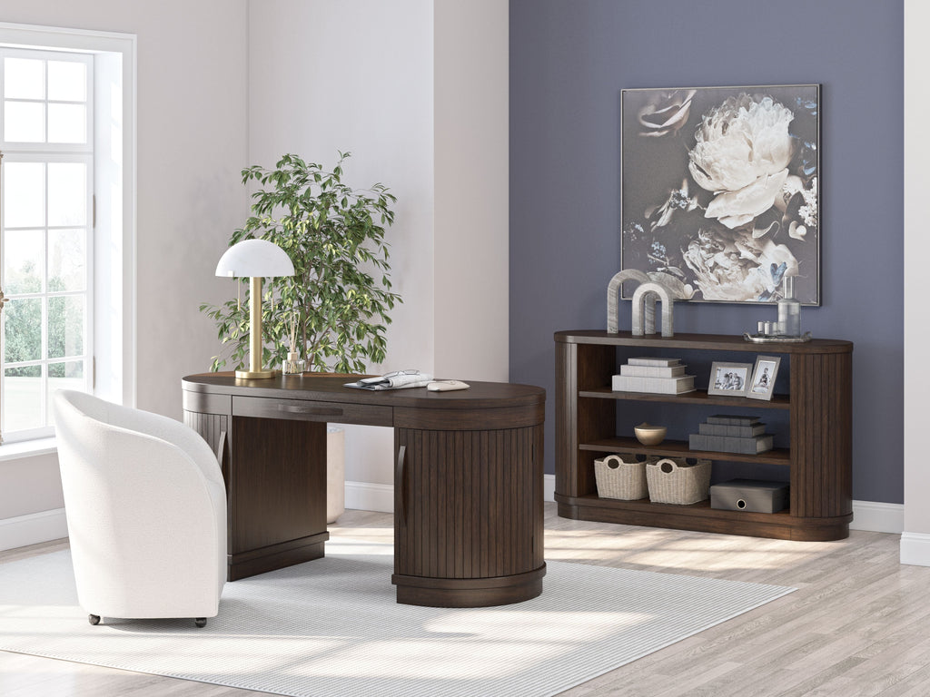 Korestone - Brun chaud - Ensemble 3 pièces - Bureau, chaise et crédence
