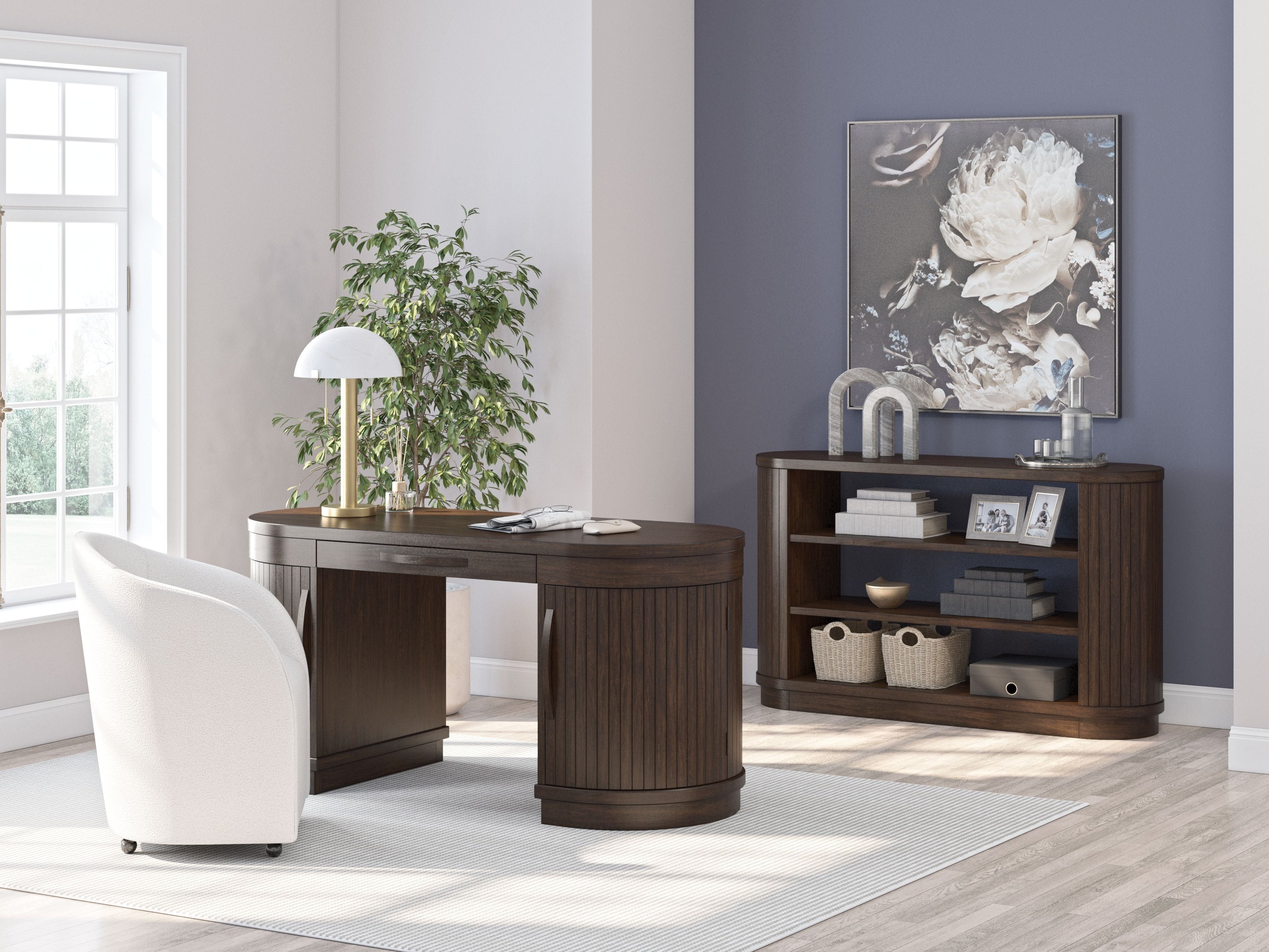 Korestone - Brun chaud - Ensemble 3 pièces - Bureau, chaise et crédence