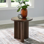 Korestone - Brun foncé - Table d'appoint ronde