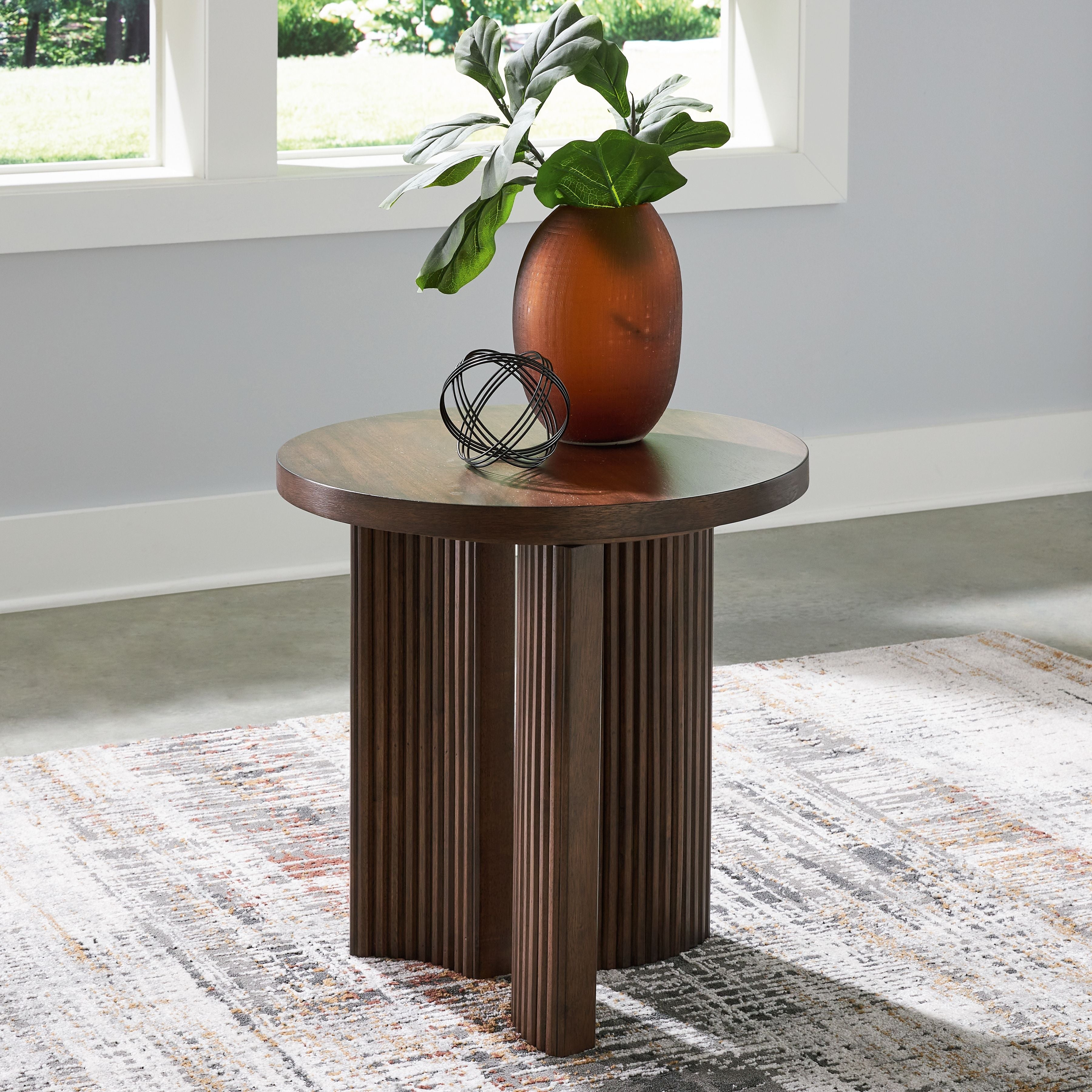 Korestone - Brun foncé - Table d'appoint ronde
