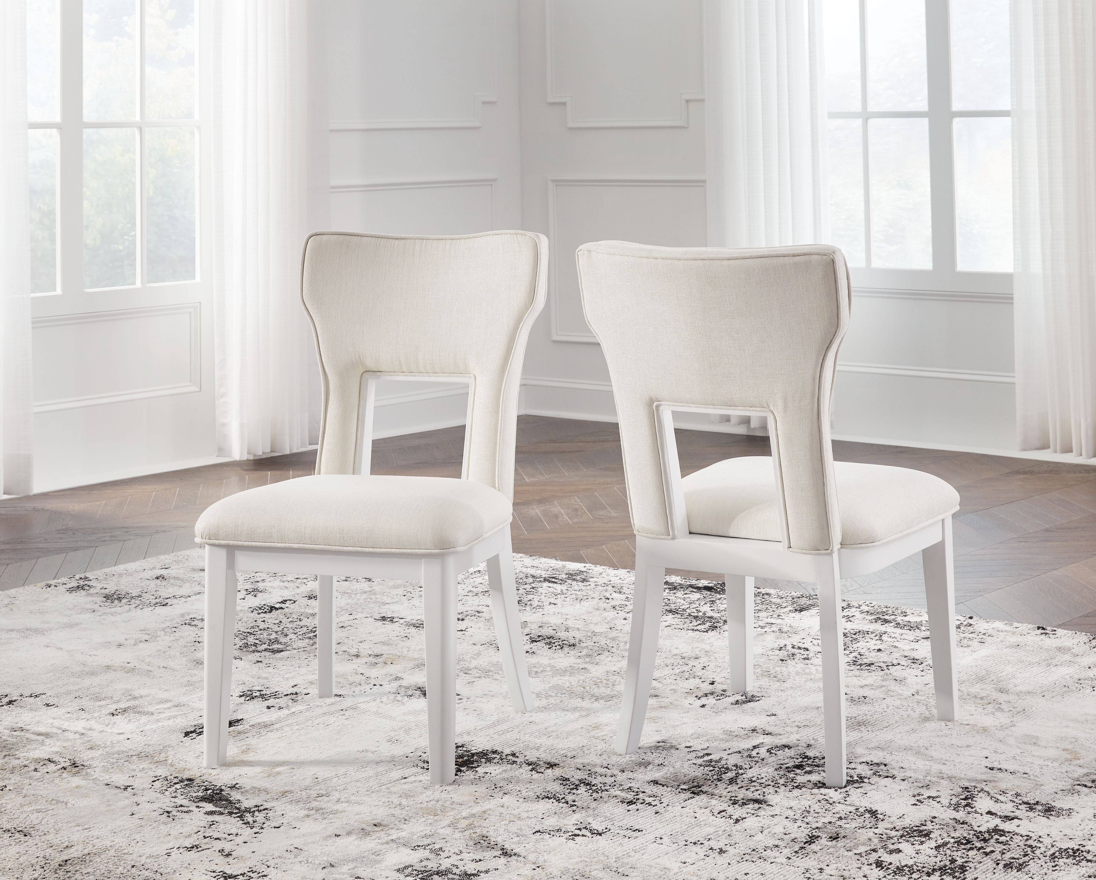 Chalanna - Blanc - Chaise de salle à manger rembourrée (lot de 2)