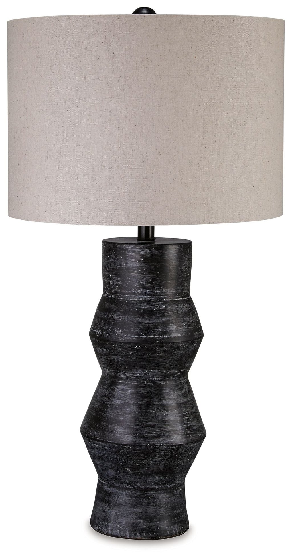 Kerbert - Lampe de table en terre cuite noire vieillie