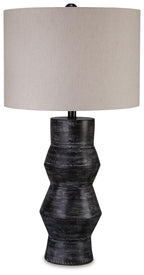 Kerbert - Lampe de table en terre cuite noire vieillie