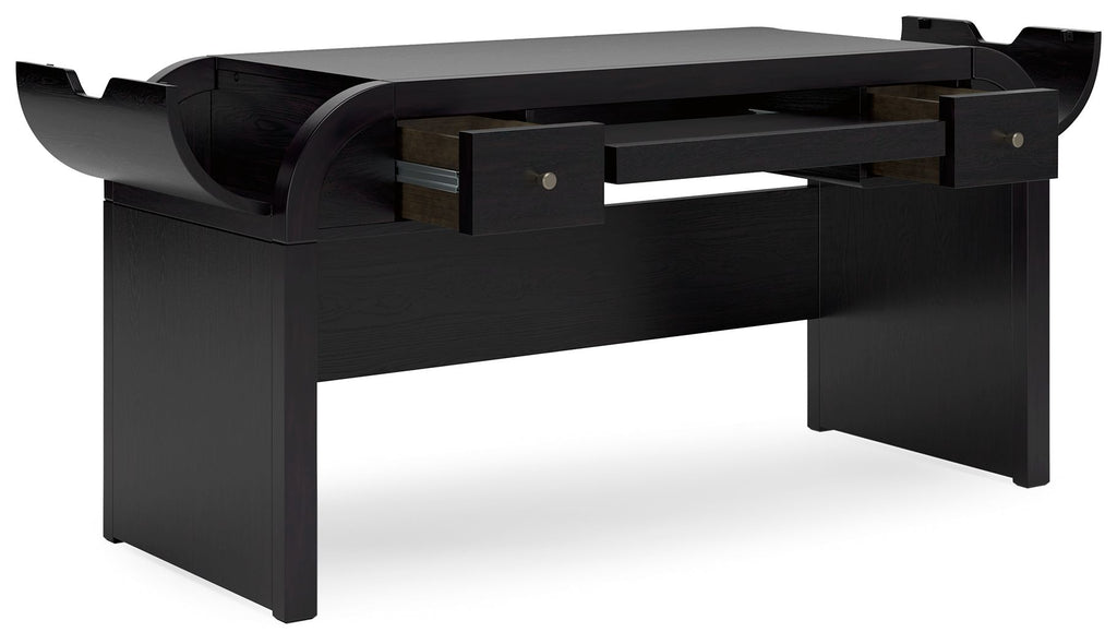 Rowanbeck - Noir - Ensemble 3 pièces - Bureau, chaise et bibliothèque
