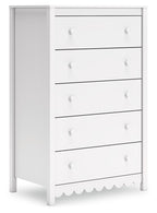 Hallityn - Blanc - Commode à cinq tiroirs