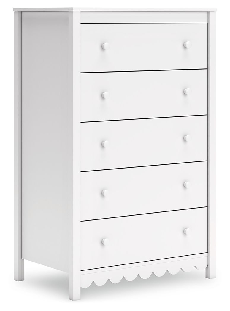 Hallityn - Blanc - Commode à cinq tiroirs