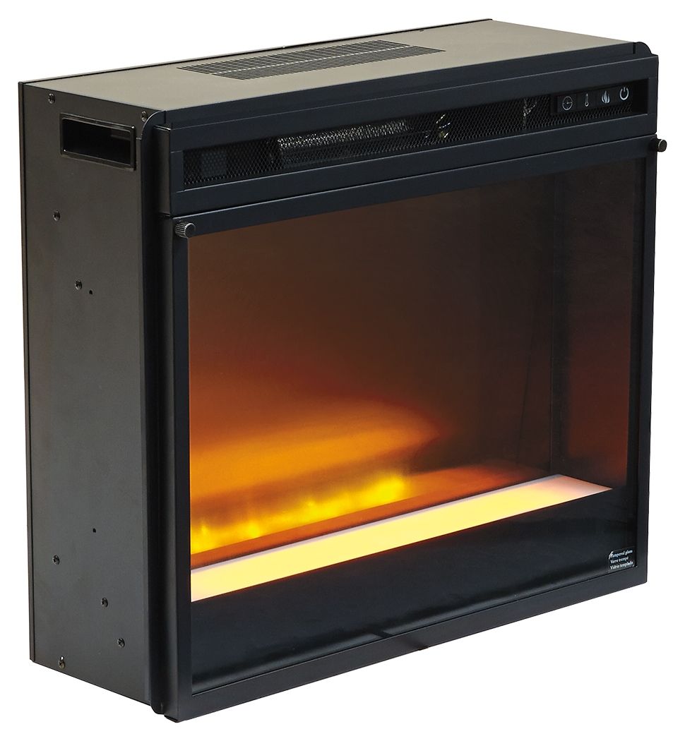 Dorrinson - Meuble TV d'angle avec insert de cheminée