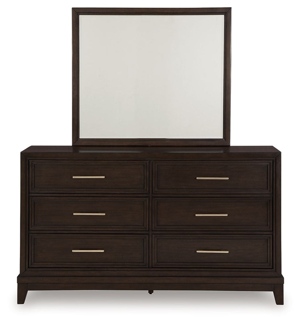 Neymorton - Brun gris foncé - Commode et miroir