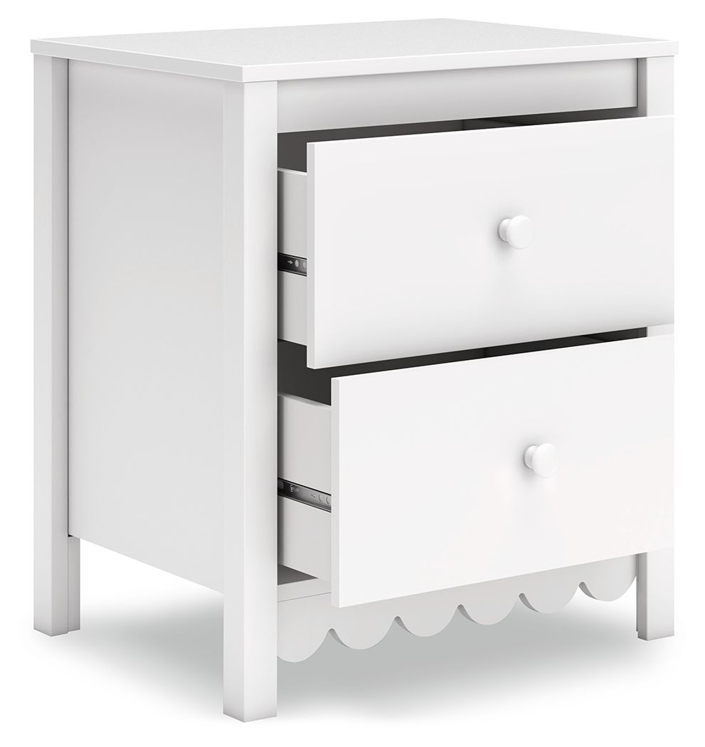 Hallityn - Blanc - Table de chevet à deux tiroirs