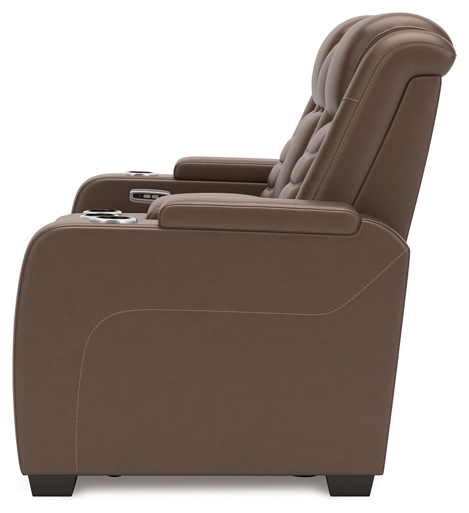 High Impact - Tabac - Causeuse inclinable électrique avec console / Hauteur réglable
