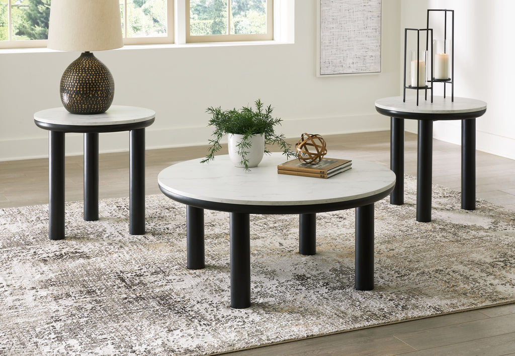 Xandrum - Noir / Blanc - Ensemble de tables d'appoint (lot de 3)