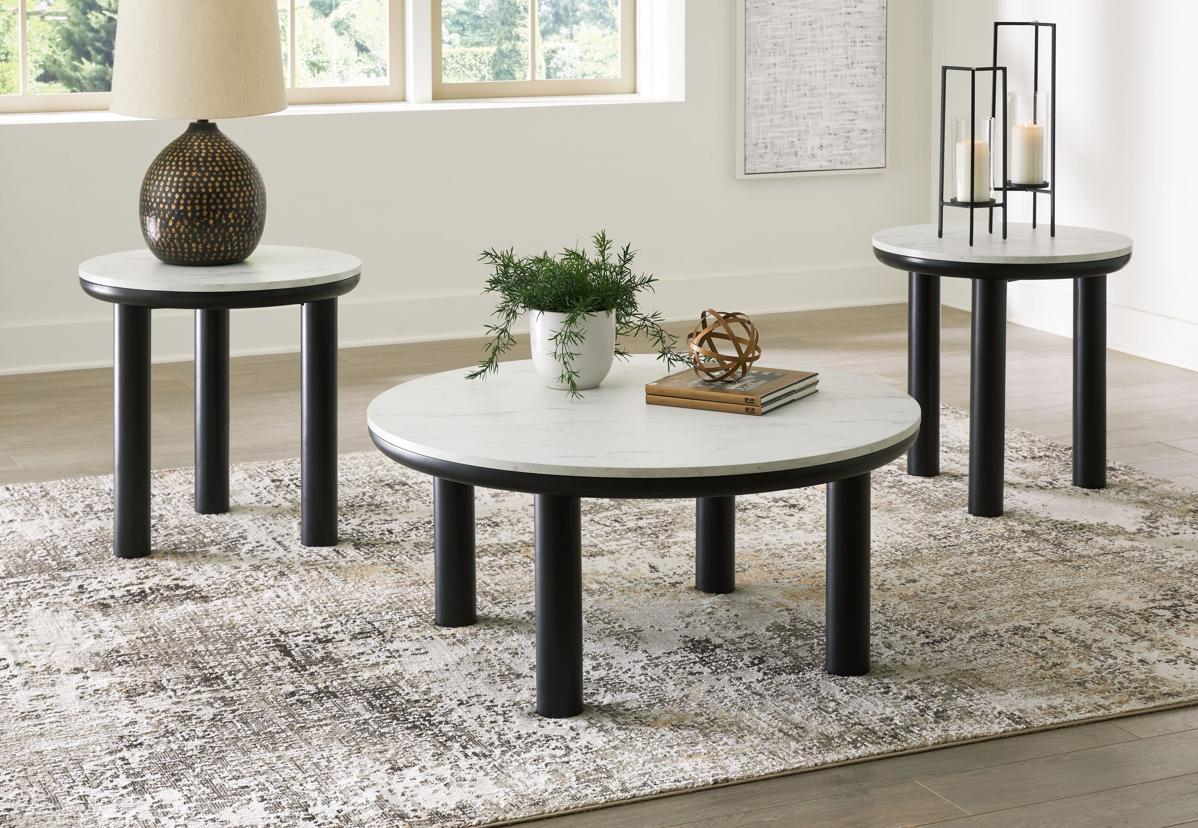 Xandrum - Noir / Blanc - Ensemble de tables d'appoint (lot de 3)
