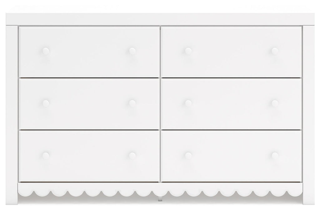 Mollviney - Blanc - Commode à six tiroirs