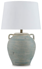 Shawburg - Lampe de table en terre cuite vert antique