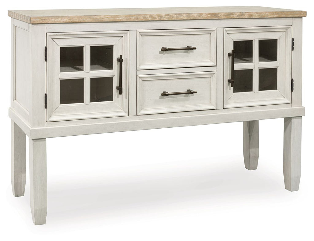 Shaybrock - Blanc antique / Marron - Serveur de salle à manger