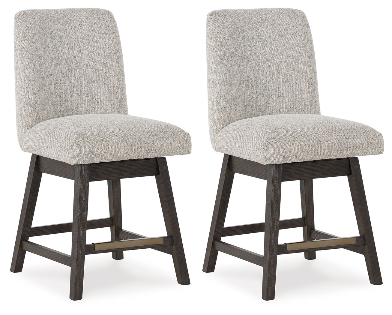 Burkhaus - Tabouret de bar pivotant rembourré beige/marron foncé (lot de 2)