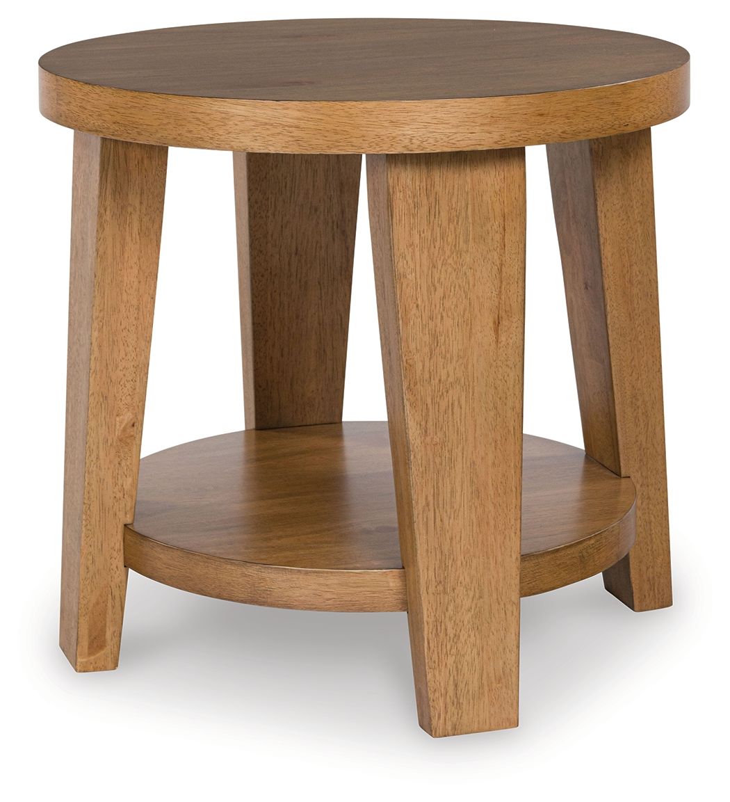 Kristiland - Table d'appoint ronde marron clair