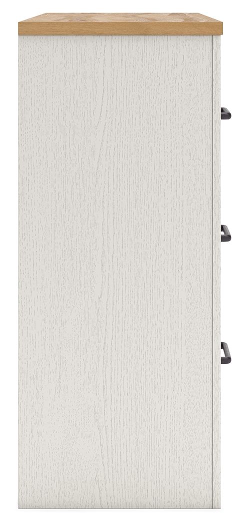 Linnocreek - Blanc / Brun chaud - Commode à six tiroirs