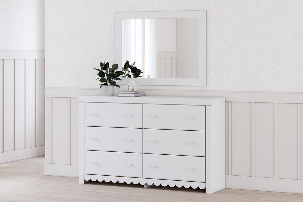 Mollviney - Blanc - Commode et miroir