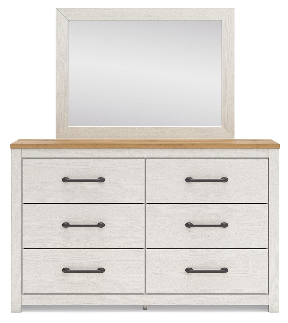 Linnocreek - Blanc / Brun Chaud - Commode et Miroir