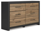 Vertani - Noir / Marron miel - Commode six tiroirs