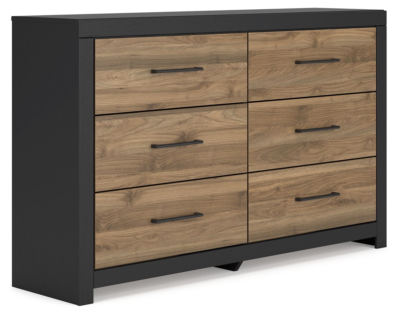 Vertani - Noir / Marron miel - Commode six tiroirs