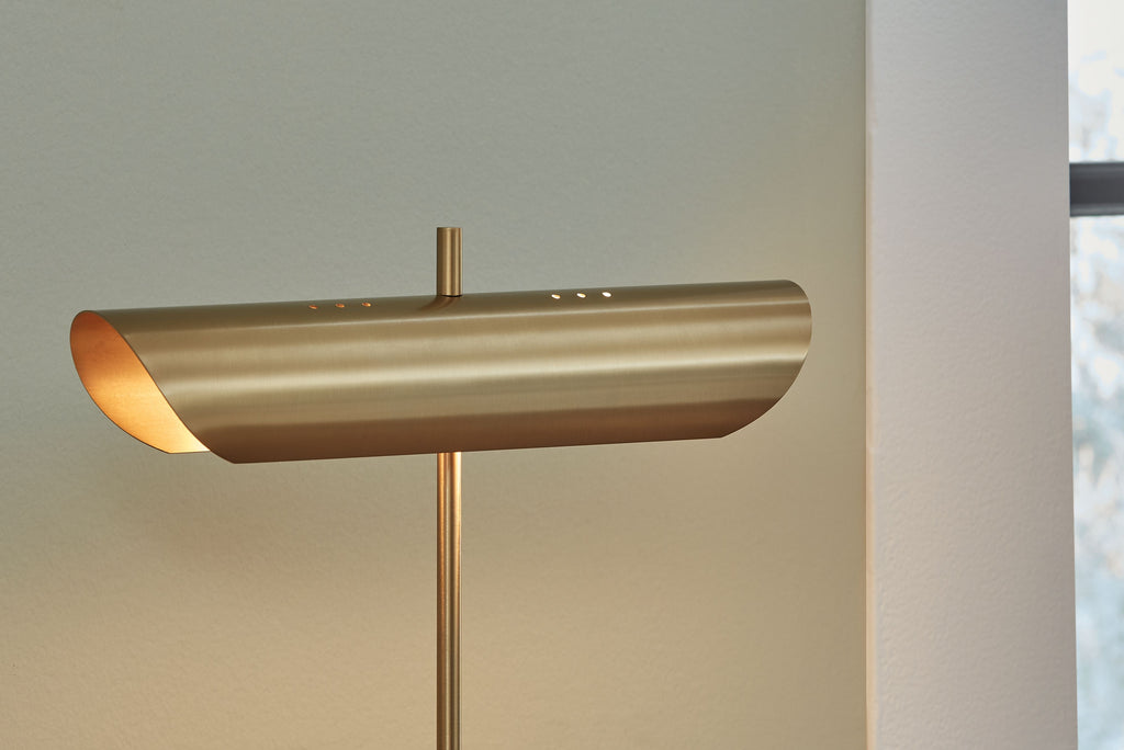 Rowleigh - Finition dorée / Blanc - Lampe de bureau en marbre