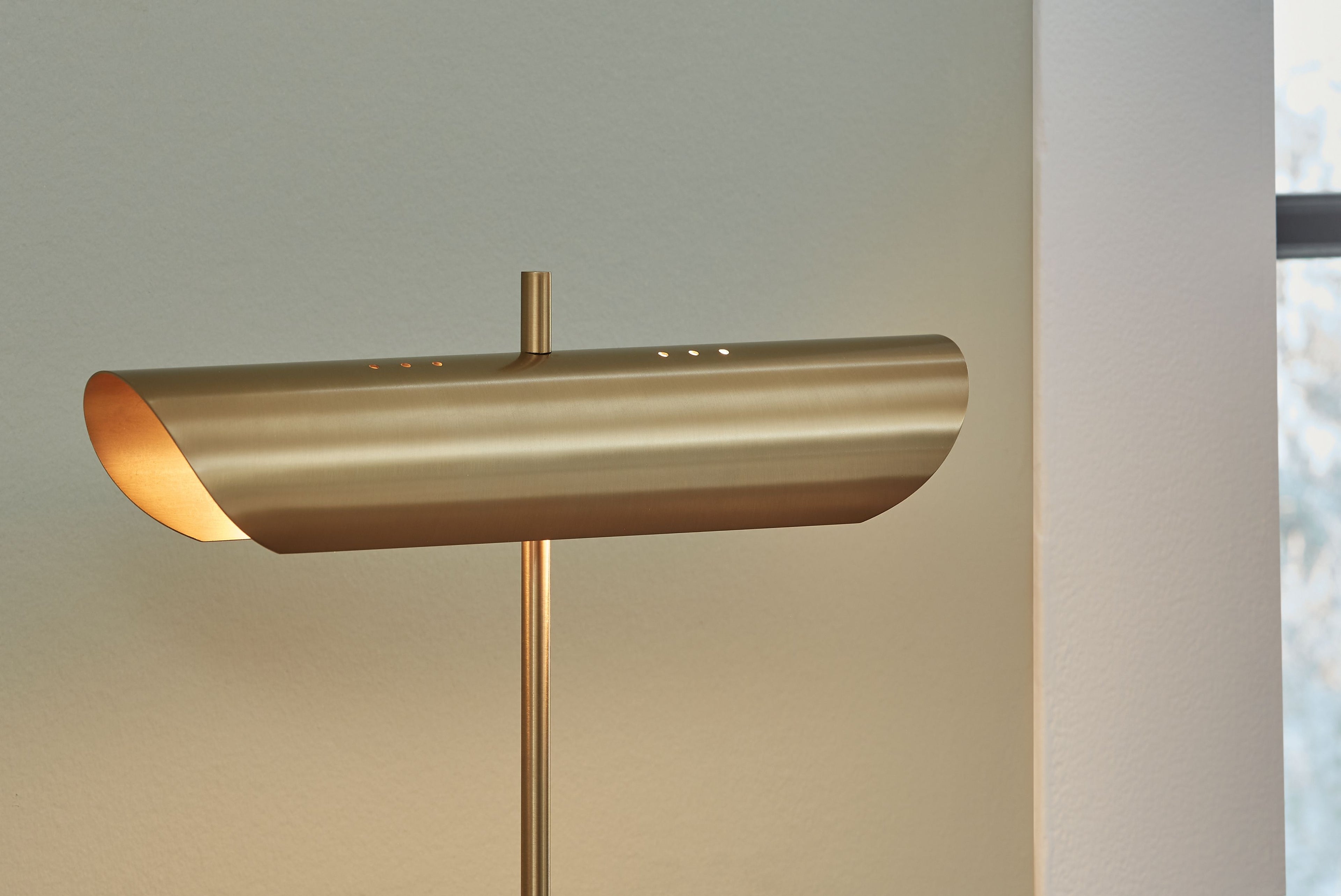 Rowleigh - Finition dorée / Blanc - Lampe de bureau en marbre