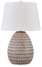 Darrich - Beige / Blanc - Lampe de table en métal