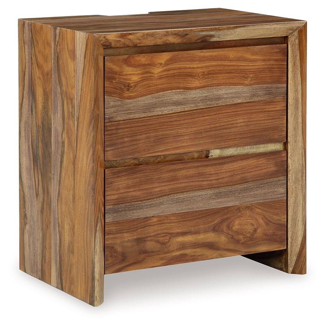Dressonni - Marron - Table de chevet à deux tiroirs