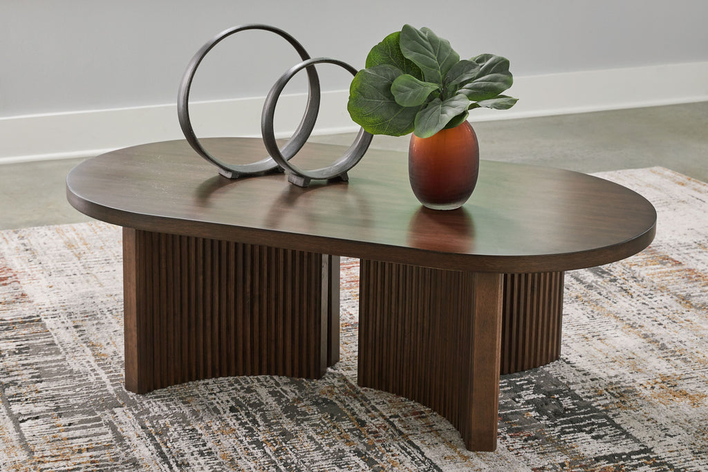 Korestone - Marron foncé - Table basse ovale