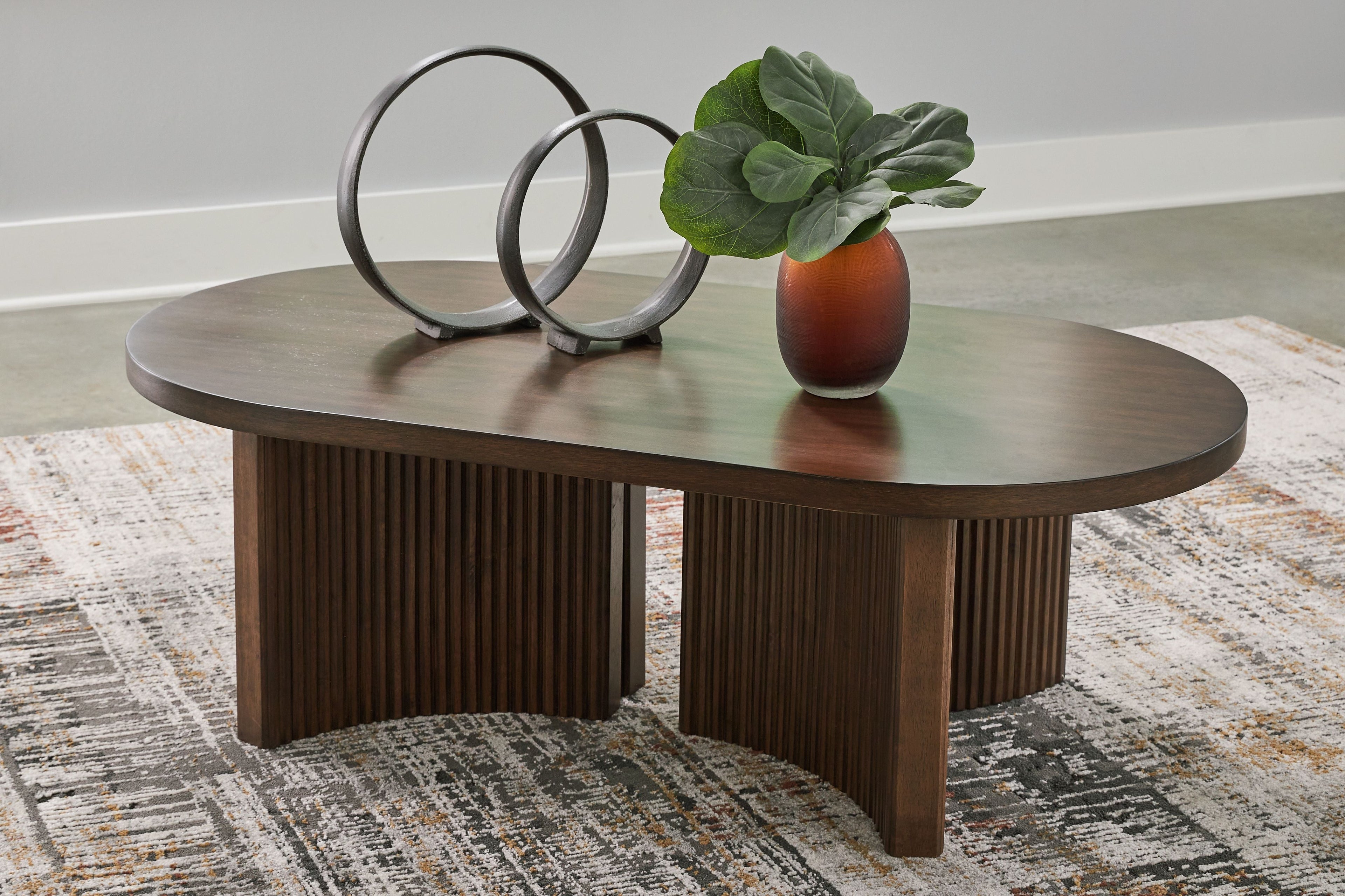 Korestone - Marron foncé - Table basse ovale