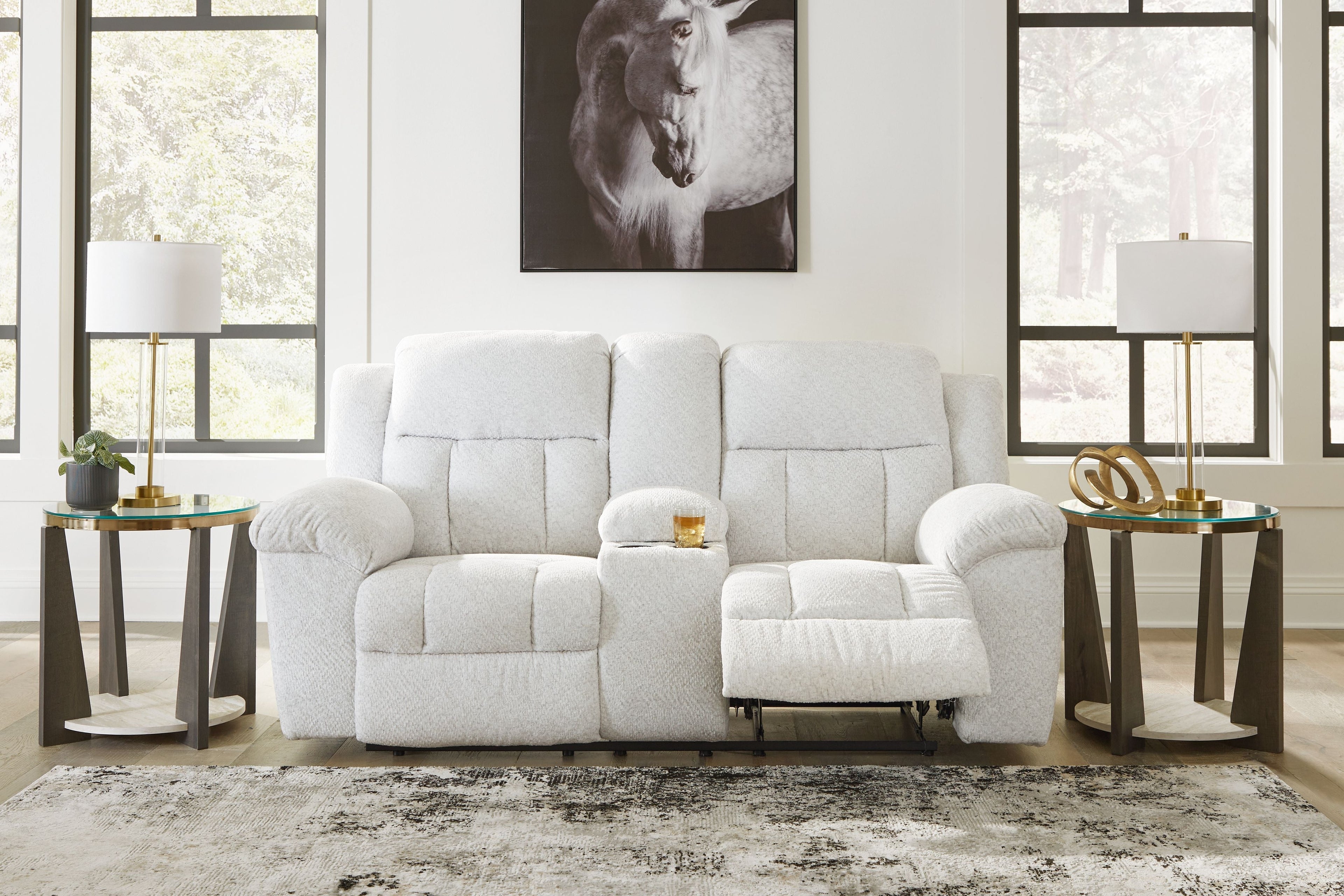 Frohn - Snow - Canapé inclinable double avec console