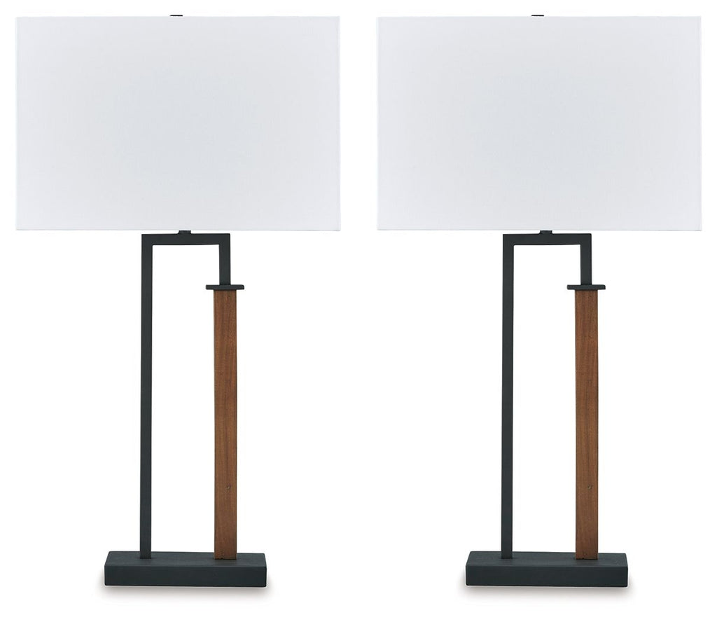 Voslen - Noir / Marron - Lampe de table en métal (lot de 2)