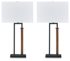 Voslen - Noir / Marron - Lampe de table en métal (lot de 2)
